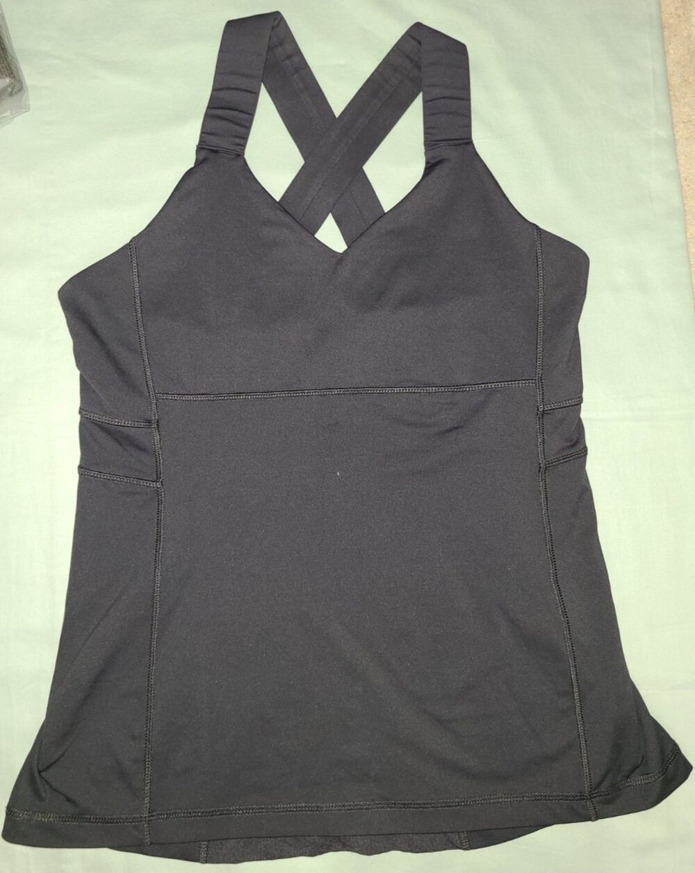 Lululemon black stretch X cross back Push Your Limits tank top, ladies' size 10